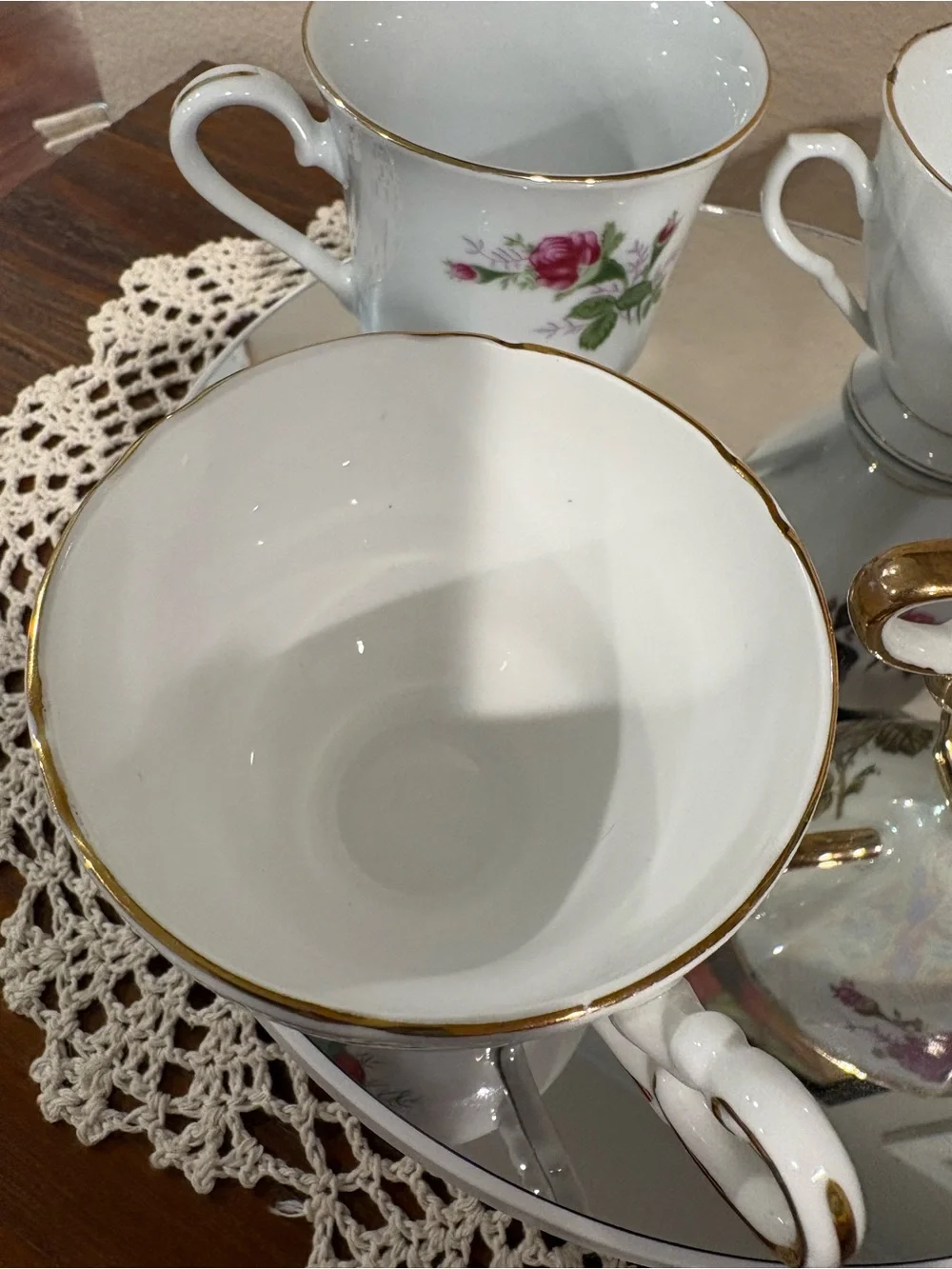 VTG Mismatched Tea Cups Lot of 4 Pink Rose Floral China Party Decor No Saucers